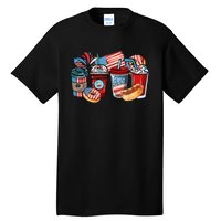 4th Of July Coffee Lover USA Women Patriotic Red And Blue Tall T-Shirt