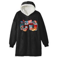 4th Of July Coffee Lover USA Women Patriotic Red And Blue Hooded Wearable Blanket