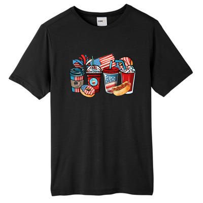 4th Of July Coffee Lover USA Women Patriotic Red And Blue Tall Fusion ChromaSoft Performance T-Shirt