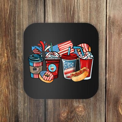 4th Of July Coffee Lover USA Women Patriotic Red And Blue Coaster