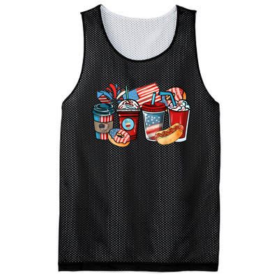 4th Of July Coffee Lover USA Women Patriotic Red And Blue Mesh Reversible Basketball Jersey Tank