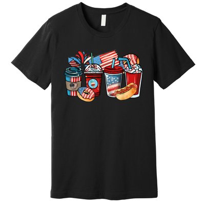 4th Of July Coffee Lover USA Women Patriotic Red And Blue Premium T-Shirt