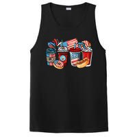 4th Of July Coffee Lover USA Women Patriotic Red And Blue PosiCharge Competitor Tank