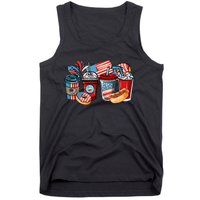 4th Of July Coffee Lover USA Women Patriotic Red And Blue Tank Top