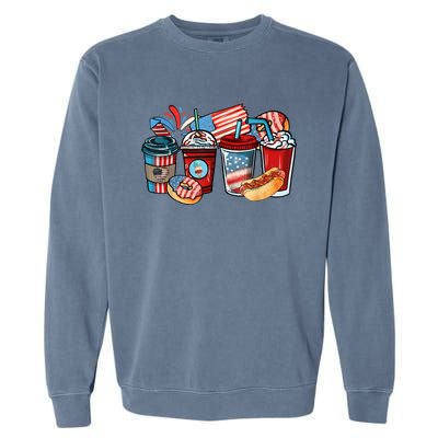 4th Of July Coffee Lover USA Women Patriotic Red And Blue Garment-Dyed Sweatshirt