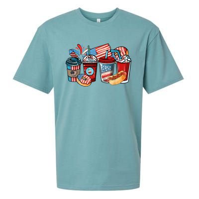 4th Of July Coffee Lover USA Women Patriotic Red And Blue Sueded Cloud Jersey T-Shirt