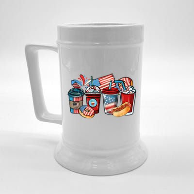 4th Of July Coffee Lover USA Women Patriotic Red And Blue Beer Stein