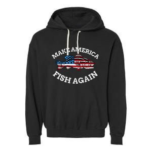 4th of July Fishing American Flag Make America Fish Again Garment-Dyed Fleece Hoodie