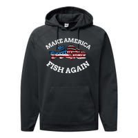 4th of July Fishing American Flag Make America Fish Again Performance Fleece Hoodie