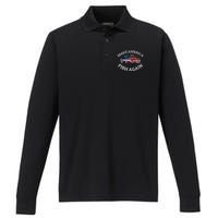 4th of July Fishing American Flag Make America Fish Again Performance Long Sleeve Polo