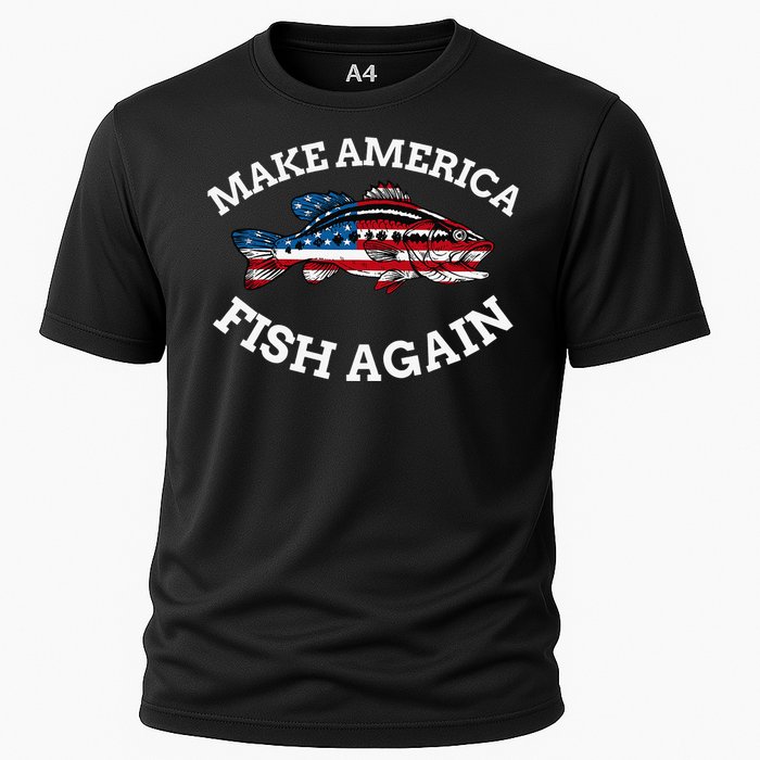 4th of July Fishing American Flag Make America Fish Again Cooling Performance Crew T-Shirt