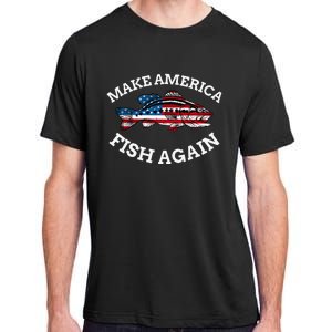 4th of July Fishing American Flag Make America Fish Again Adult ChromaSoft Performance T-Shirt