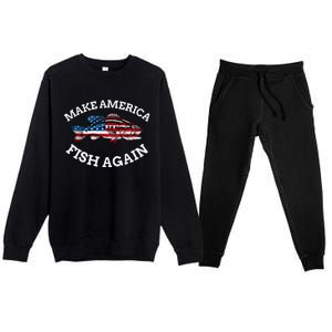 4th of July Fishing American Flag Make America Fish Again Premium Crewneck Sweatsuit Set