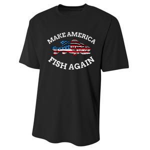 4th of July Fishing American Flag Make America Fish Again Performance Sprint T-Shirt