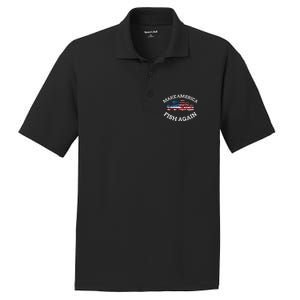 4th of July Fishing American Flag Make America Fish Again PosiCharge RacerMesh Polo