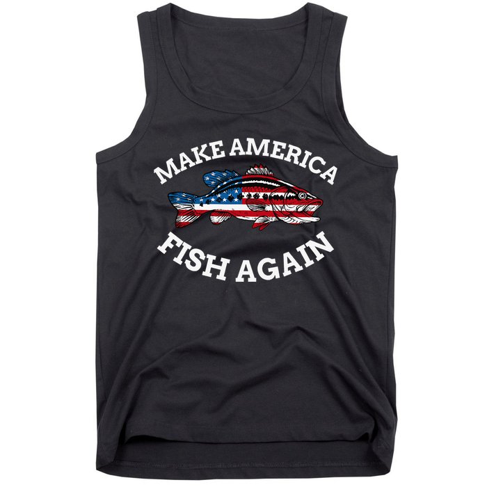 4th of July Fishing American Flag Make America Fish Again Tank Top