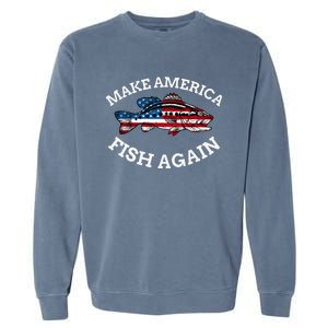 4th of July Fishing American Flag Make America Fish Again Garment-Dyed Sweatshirt