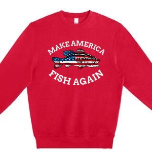 4th of July Fishing American Flag Make America Fish Again Premium Crewneck Sweatshirt