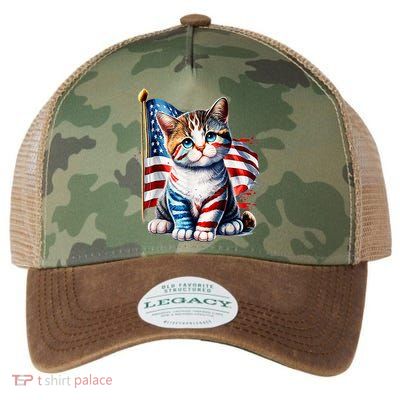 4th Of July Cat Mom American Flag Cat Lover Gift Legacy Tie Dye Trucker Hat