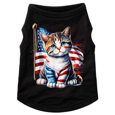 4th Of July Cat Mom American Flag Cat Lover Gift Doggie Tank
