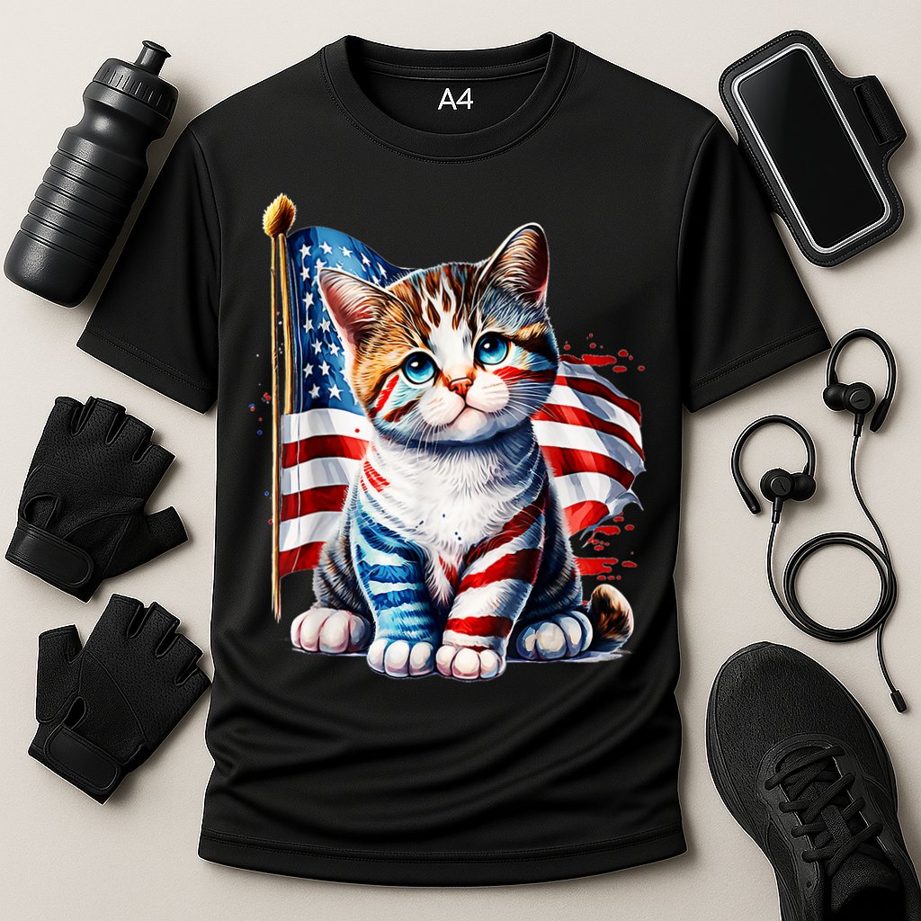 4th Of July Cat Mom American Flag Cat Lover Gift Cooling Performance Crew T-Shirt