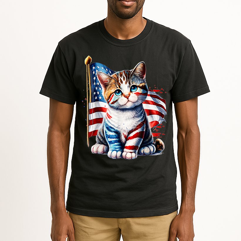 4th Of July Cat Mom American Flag Cat Lover Gift Tall T-Shirt