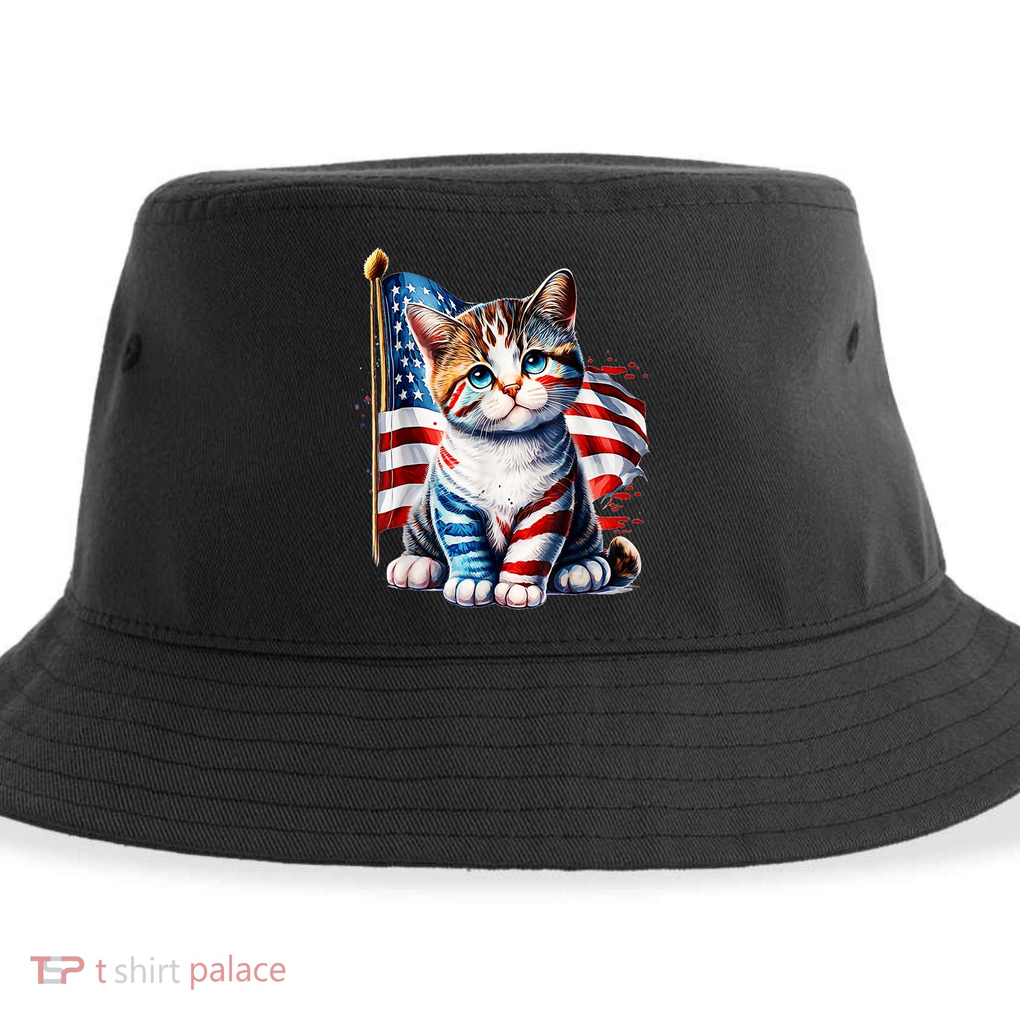4th Of July Cat Mom American Flag Cat Lover Gift Sustainable Bucket Hat