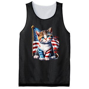 4th Of July Cat Mom American Flag Cat Lover Gift Mesh Reversible Basketball Jersey Tank