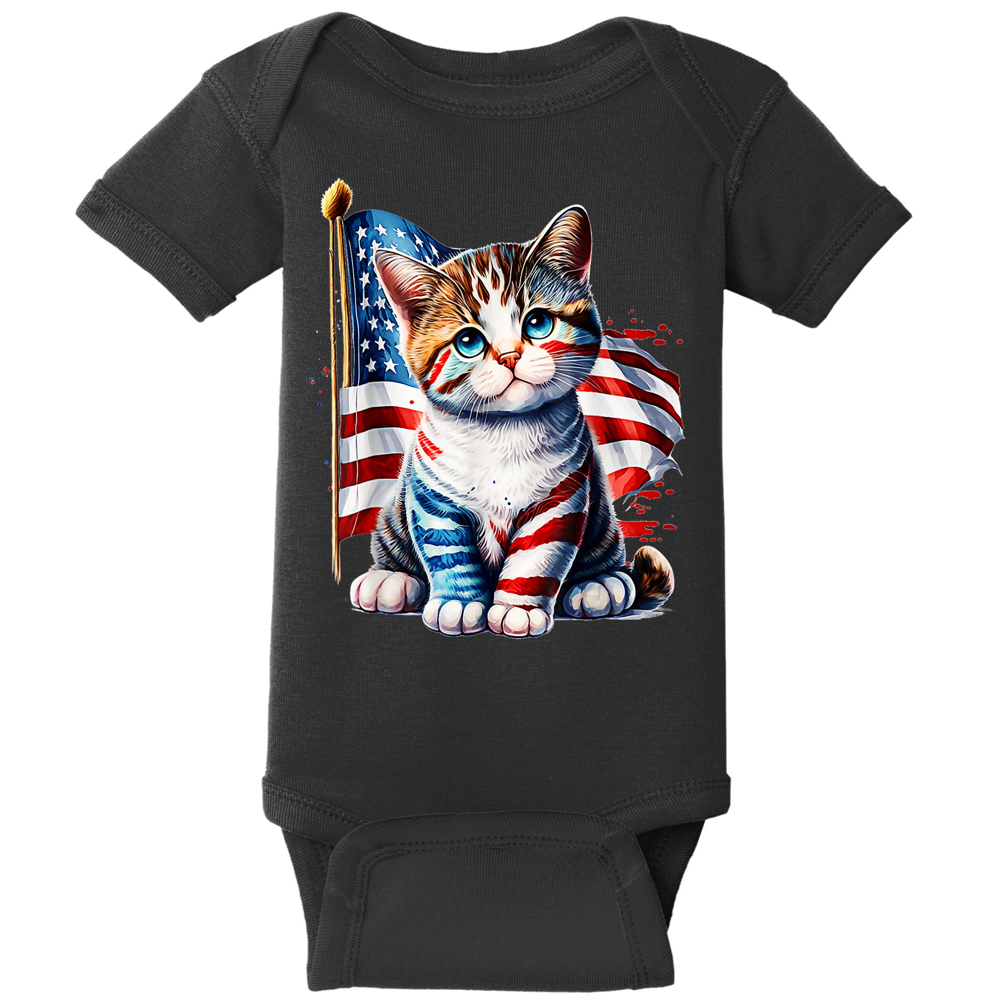 4th Of July Cat Mom American Flag Cat Lover Gift Baby Bodysuit