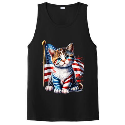 4th Of July Cat Mom American Flag Cat Lover Gift PosiCharge Competitor Tank