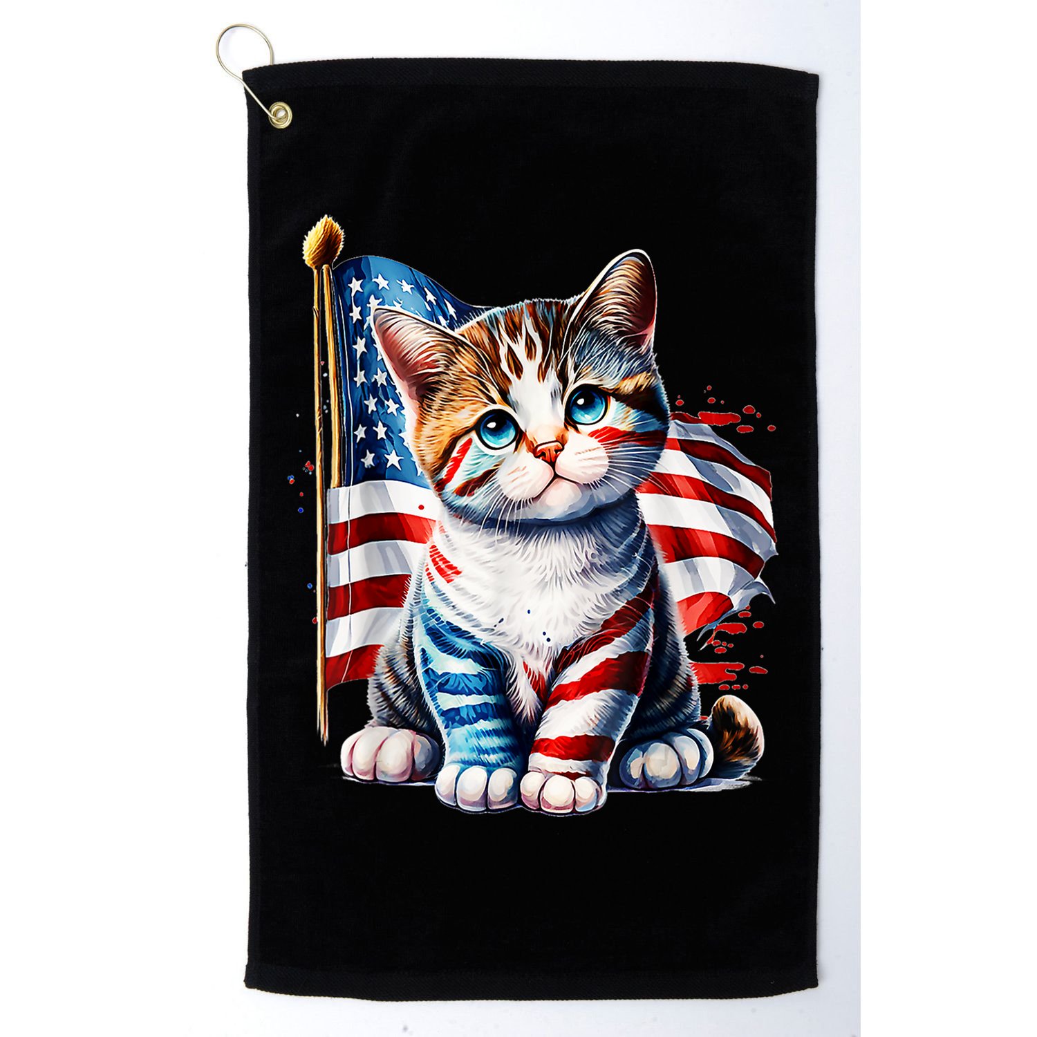 4th Of July Cat Mom American Flag Cat Lover Gift Golf Towel