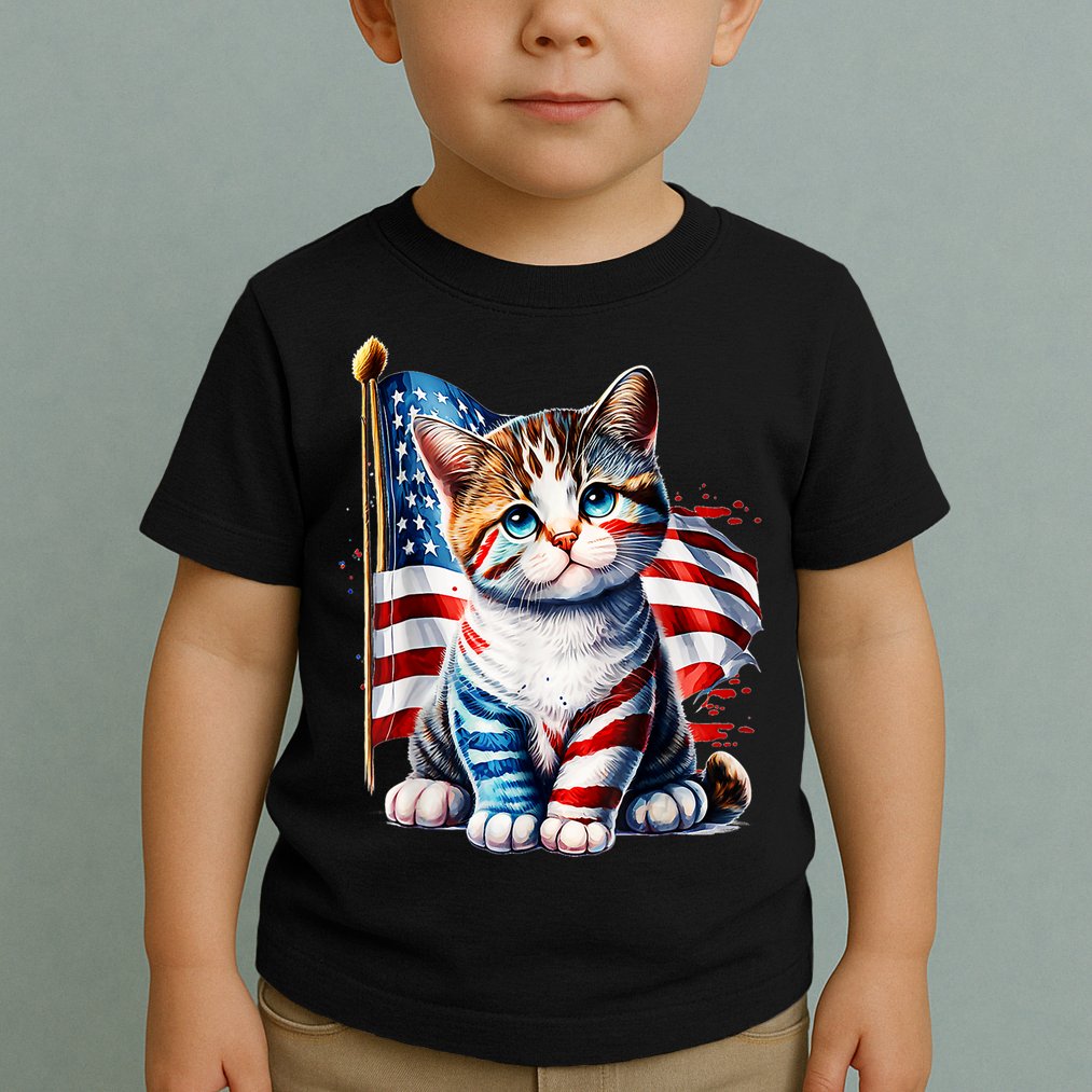 4th Of July Cat Mom American Flag Cat Lover Gift Toddler T-Shirt