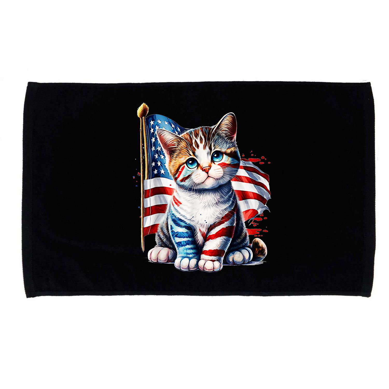 4th Of July Cat Mom American Flag Cat Lover Gift Microfiber Hand Towel