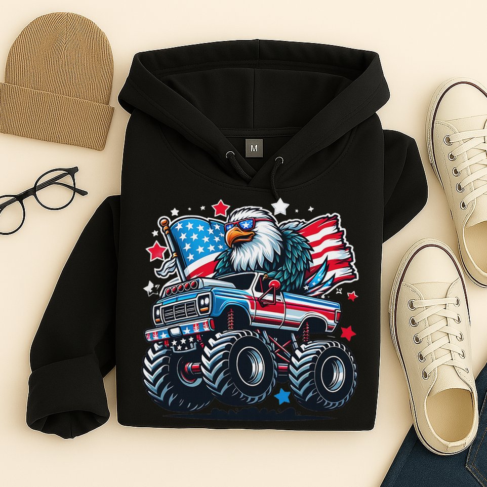 4th Of July Patriotic American Flag Eagle Usa Red White Blue Hoodie