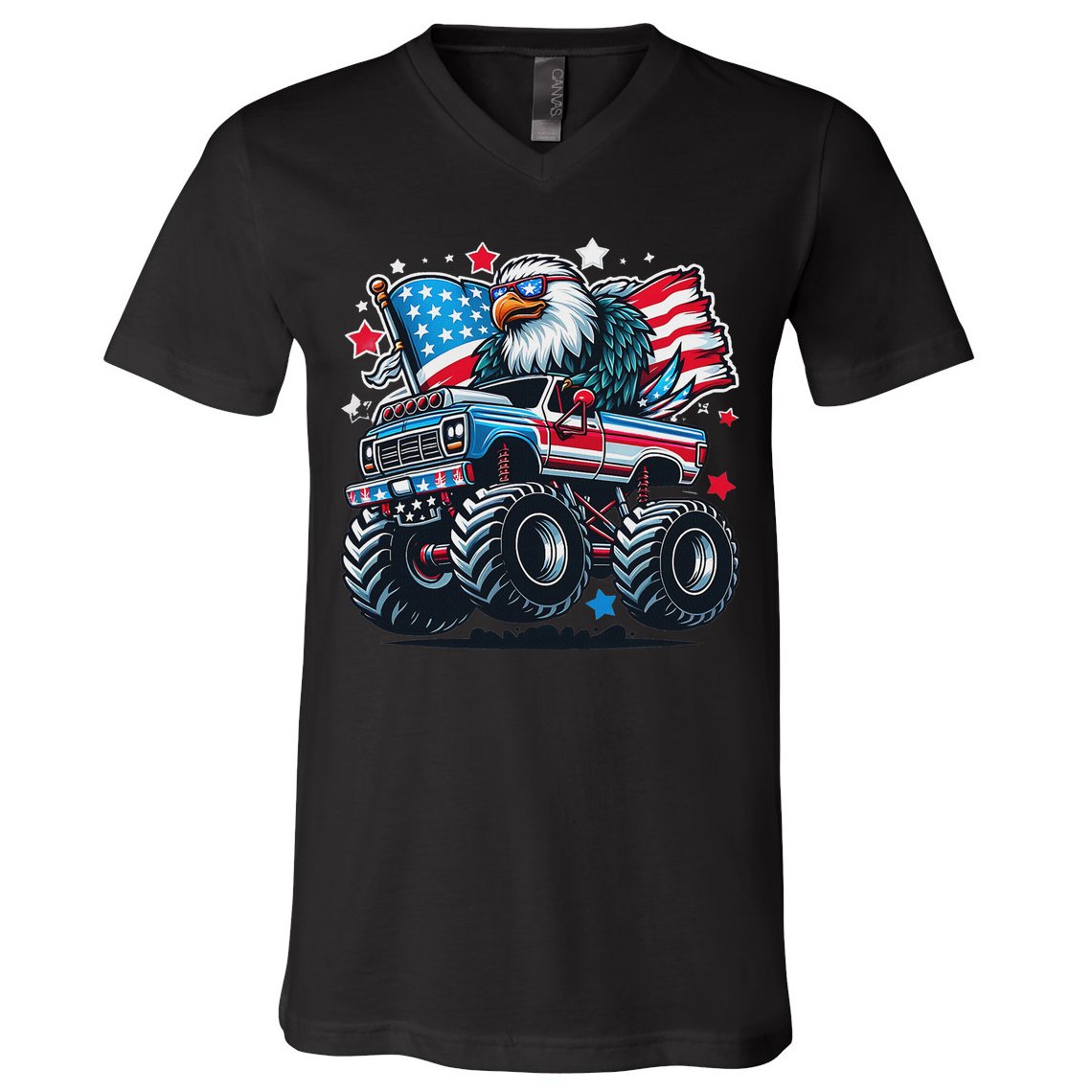 4th Of July Patriotic American Flag Eagle Usa Red White Blue V-Neck T-Shirt