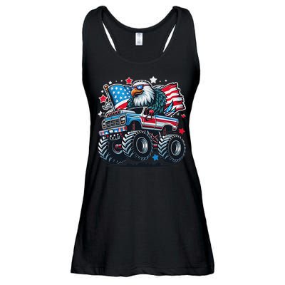 4th Of July Patriotic American Flag Eagle Usa Red White Blue Ladies Essential Flowy Tank