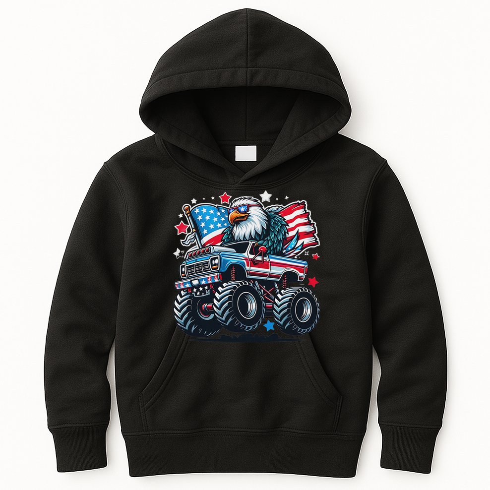 4th Of July Patriotic American Flag Eagle Usa Red White Blue Kids Hoodie