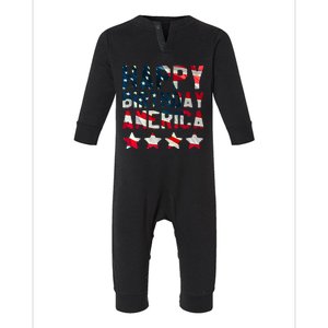 4th Of July Happy Birthday America Independence Day Meaningful Gift Infant Fleece One Piece