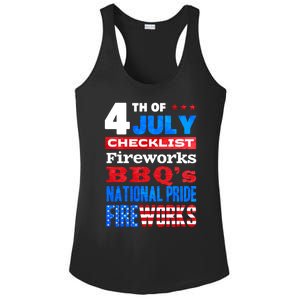 4th Of July Checklist Fireworks Bbqs National Pride Gift Ladies PosiCharge Competitor Racerback Tank