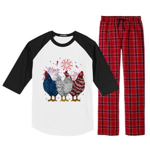 4th Of July Chicken Usa Flag Patriotic Chicken Lover Gift Raglan Sleeve Pajama Set