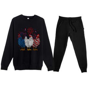 4th Of July Chicken Usa Flag Patriotic Chicken Lover Gift Premium Crewneck Sweatsuit Set