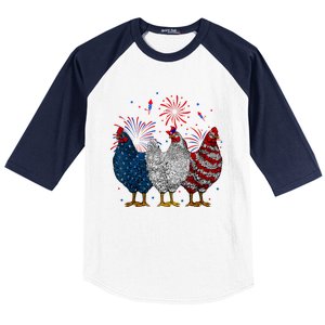 4th Of July Chicken Usa Flag Patriotic Chicken Lover Gift Baseball Sleeve Shirt