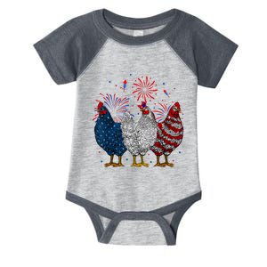 4th Of July Chicken Usa Flag Patriotic Chicken Lover Gift Infant Baby Jersey Bodysuit