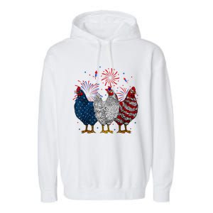 4th Of July Chicken Usa Flag Patriotic Chicken Lover Gift Garment-Dyed Fleece Hoodie