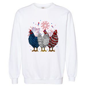 4th Of July Chicken Usa Flag Patriotic Chicken Lover Gift Garment-Dyed Sweatshirt