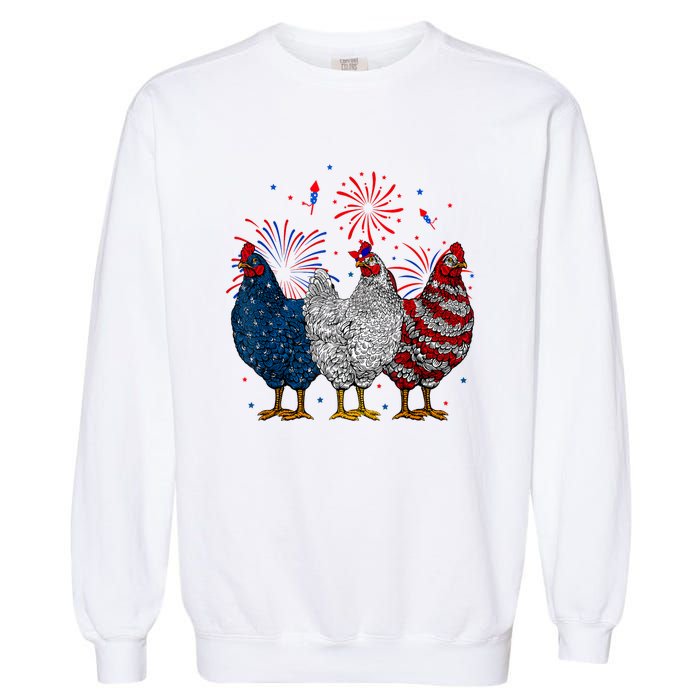 4th Of July Chicken Usa Flag Patriotic Chicken Lover Gift Garment-Dyed Sweatshirt