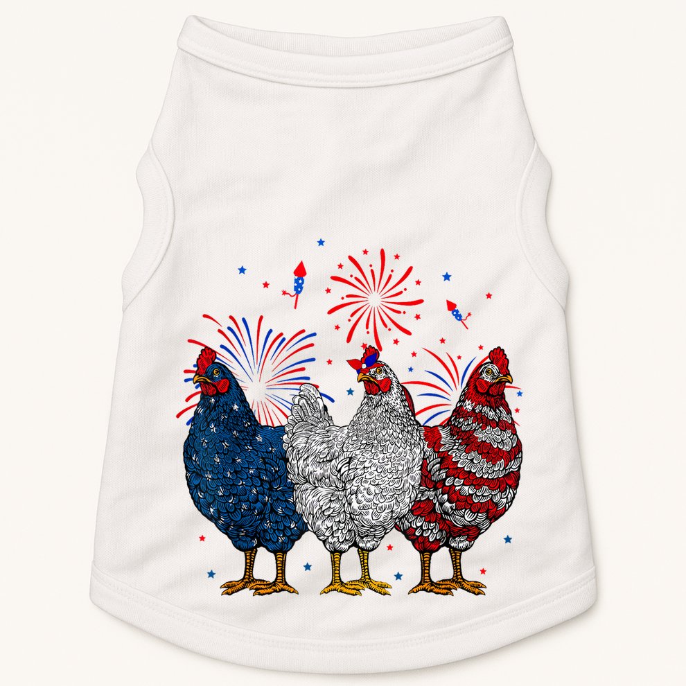 4th Of July Chicken Usa Flag Patriotic Chicken Lover Gift Doggie Tank