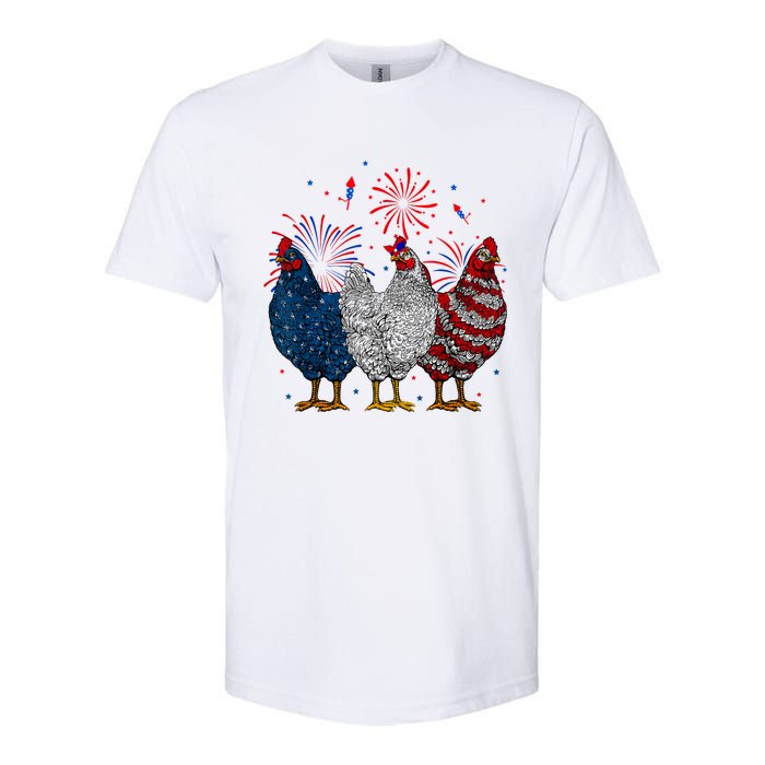 4th Of July Chicken Usa Flag Patriotic Chicken Lover Gift Softstyle CVC T-Shirt