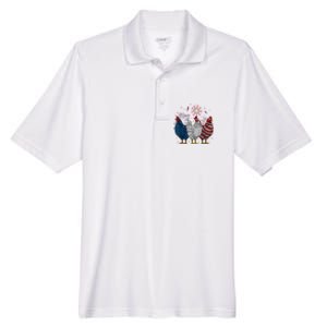 4th Of July Chicken Usa Flag Patriotic Chicken Lover Gift Men's Origin Performance Pique Polo