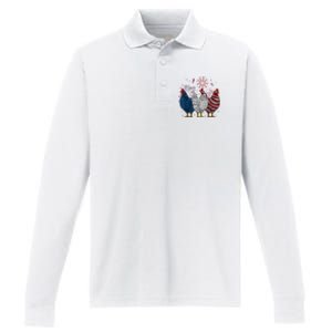 4th Of July Chicken Usa Flag Patriotic Chicken Lover Gift Performance Long Sleeve Polo